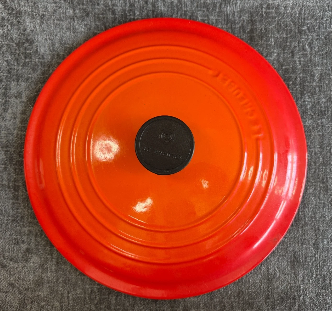 Le Creuset Dutch Oven ORANGE #28 7.25 Qt 11.5" Made France LID ONLY