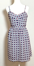 J Crew Print Seaside Pink Blue Spaghetti Strap Cocktail Party Dress Size (2)