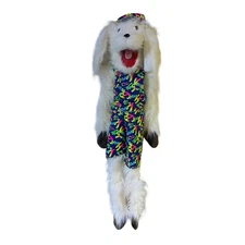 James Bone the Dog Hand Puppet in Hippie Clothes 40 Inches Long