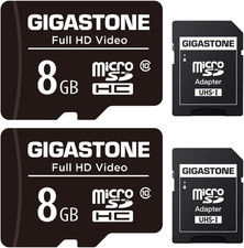 GIGASTONE 8GB Micro SD Card 2-Pack, Full HD Video, Surveillance Security Cam Act
