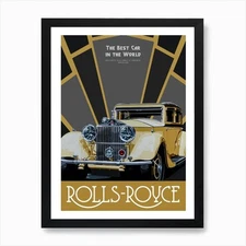 Rolls Royce vintage poster Art Prin Framed Wall Art Poster Canvas Print Picture