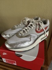 NIKE Air Max 1 PRM Bianco Peperoncino Rosso Argento Uomo Taglia 10
