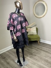 Fade Ankara Tunic Dress  Black Pink African Print Fringe Dress  Aso Elan