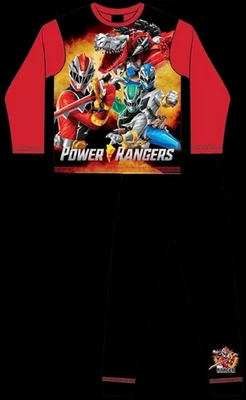POWER RANGERS Jungen Schlafanzug / rot & schwarz Langarm Schlafanzug - Größen 4-10 Jahre