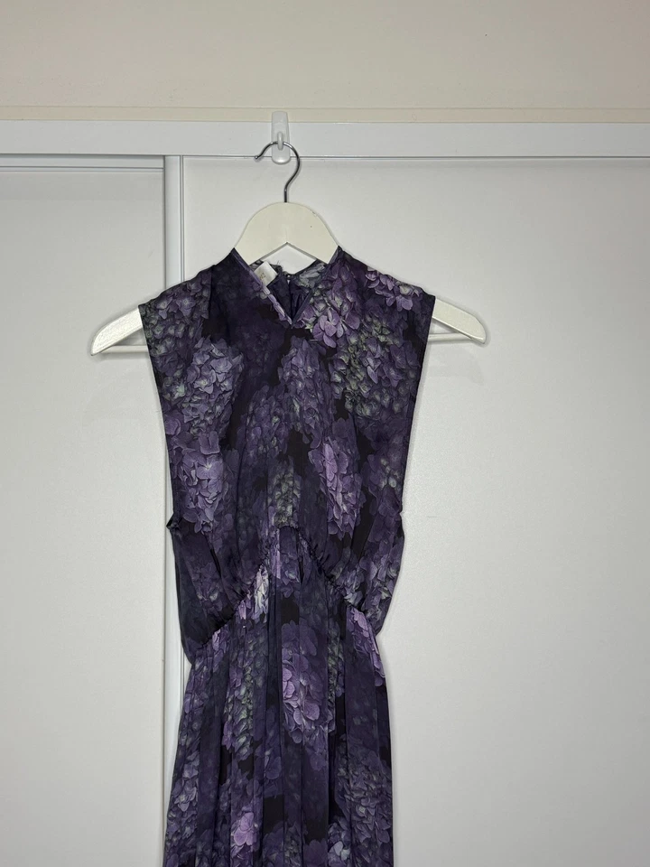 Vestido midi feminino Zimmermann drapeado de seda assimétrico 0 Au 8 EUA 4 roxo escuro luxo - Imagem 2 de 4