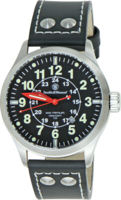 Smith & Wesson Mumbai Lamplighter Black Leather Wrist Watch WGRH1