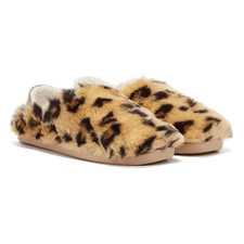 Toms Ezra Dark Natural Leopard Faux Fur Shoes Slip On US Women Size 6 NEW NIB