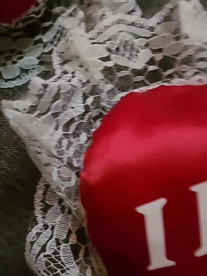 I Love You Message Pillow, Red Heart With White Lace Trim ❤️ - Image 3 of 4