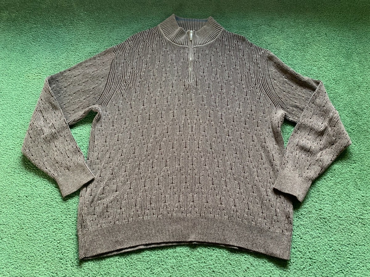 MENS TOMMY BAHAMA 1/4 ZIP 100% COTTON BROWN SWEATER SIZE XXL | eBay