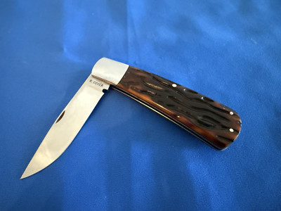 Custom Ray Cover Jigged Bone Handle Pocket Knife -- Mint and Unused