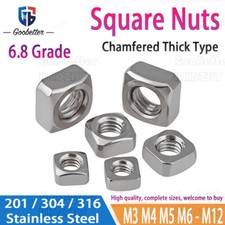 M3 M4 M5 M6 M8 M10 M12 Stainless Steel Square Nuts Chamfered Thick Type DIN 557