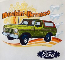 VTG 70s Ford Buckin Bronco XLT Ranger 4x4 F150 Pick Up SUV Truck t-Shirt Iron-On