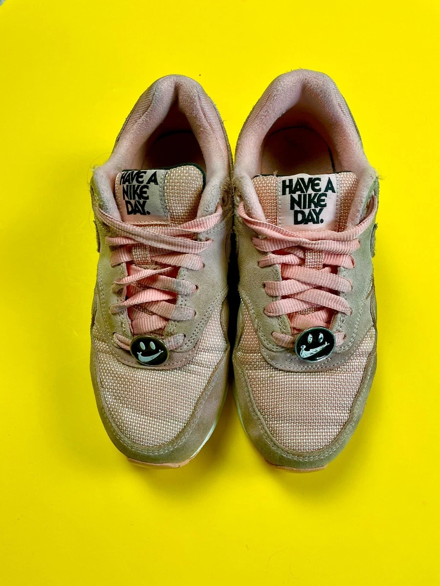 NIKE Air Max 1 Have a nike day smile Youth Size 4 Pink White Super