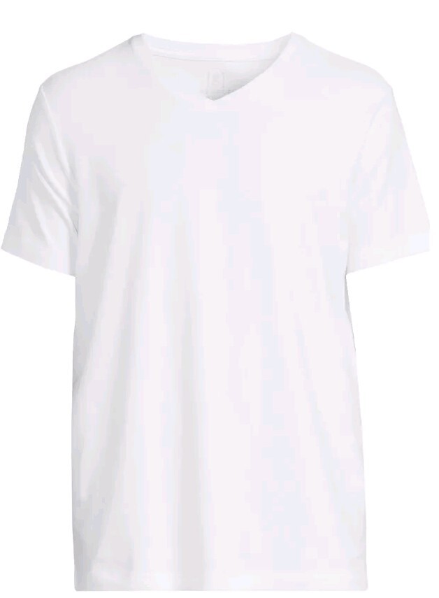 George Men's XS 30-32 Short Sleeve V-Neck Tee VIVID WHITE T-Shirt