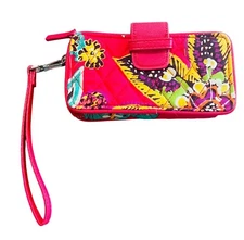 Vera Bradley Wallet Wristlet In Rumba Pink Floral Women's Quilted Zip