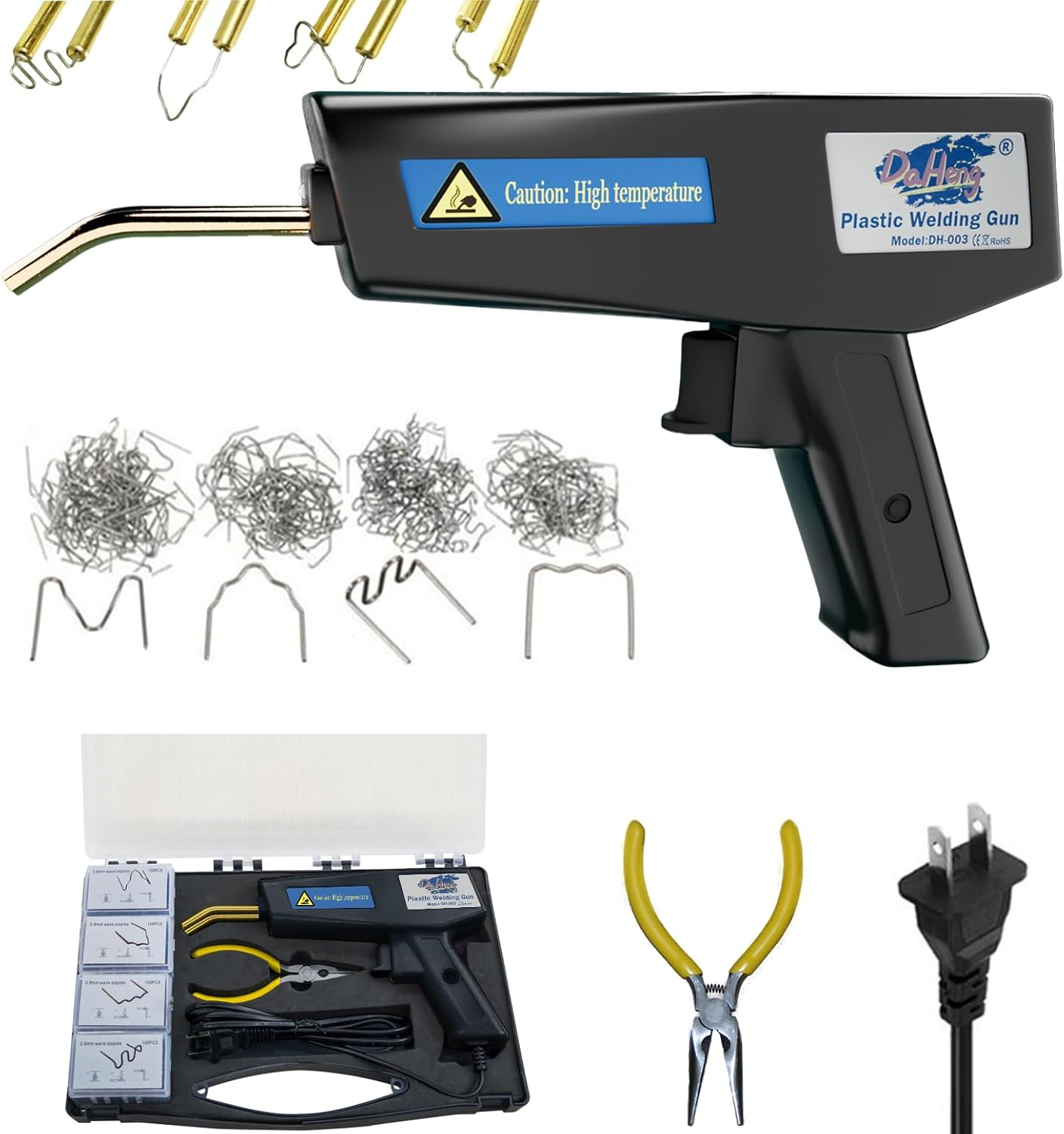 120W Plastic Welder,Plastic Welding Machine Kit,Hot Stapler Plastic Repair Kit,4