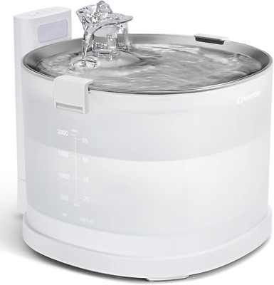 Wireless Pumpless Cat Water Fountain, 2L Automatic Stainless Steel Dispenser
