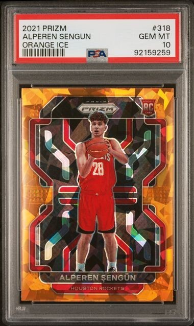 2021-22 Panini Prizm #318 Alperen Sengun Orange Ice RC PSA 10 GEM MT Rookie