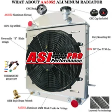 3 Row Radiator&Fan Shroud fit 1917-1927 1922 1923 Ford Model T-Bucket Chevy V8