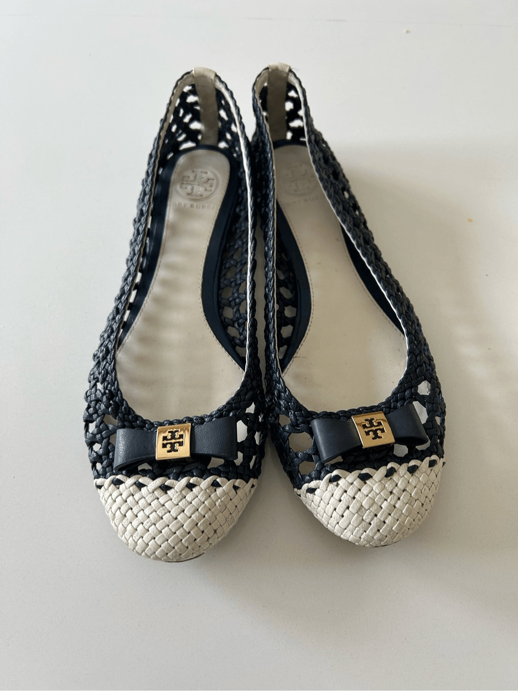 Tory Burch Carlyle Woven Leather Ballet Flats Women’s… Gem