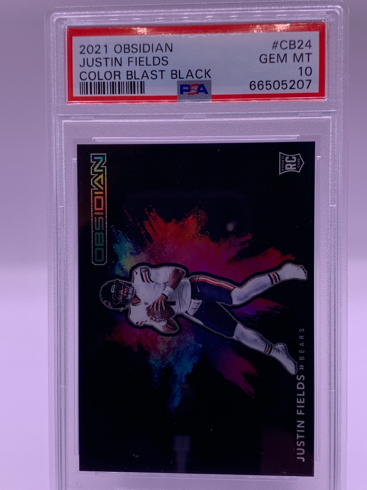 Justin Fields 2021 Obsidian Color Blast Black PSA 10 SSP Bears RC