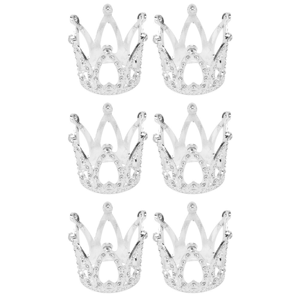 6 pcs Mini Crown Cake Topper Rhinestone Crown Cake Ornament Party Cake