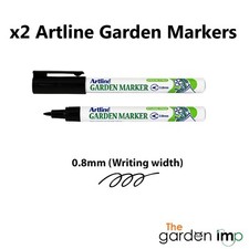 2 x Artline Garden Marker Pen Plant Label Tip Black Permanent Markers Pens
