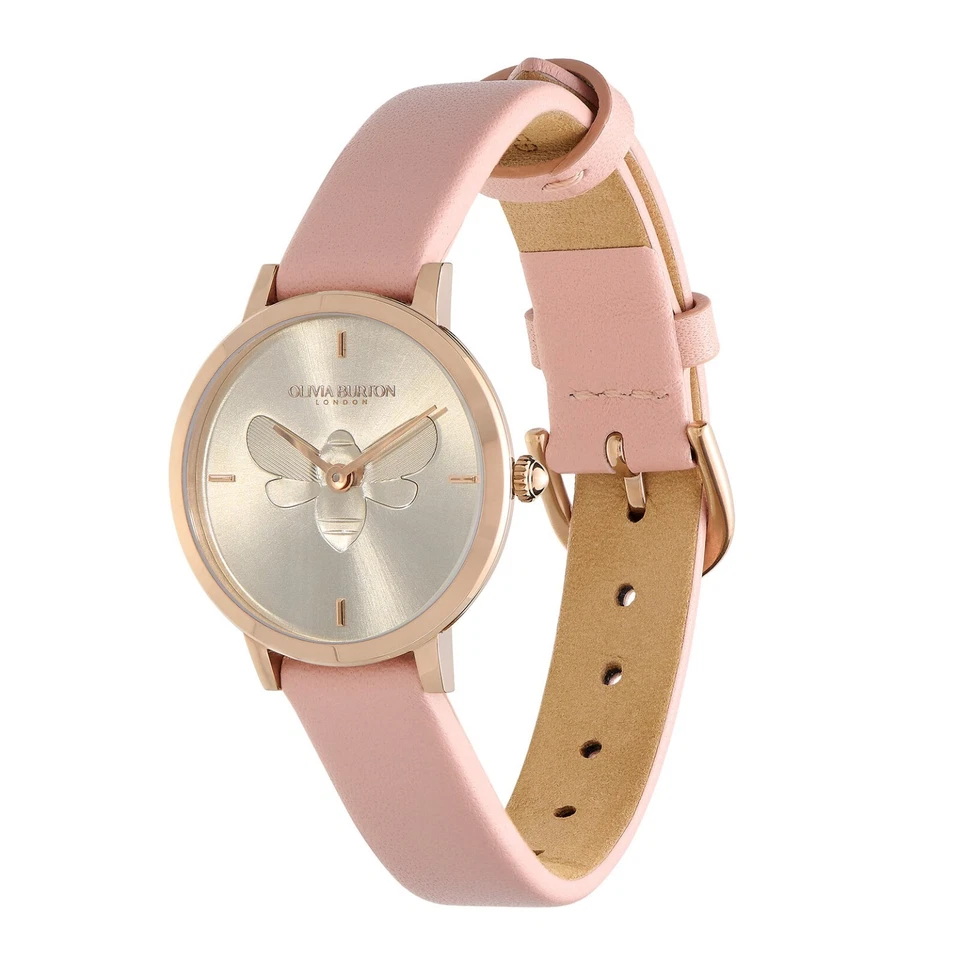 Olivia Burton Signature 28mm Bee Carnation Gold & Blush Leather Strap Watch-New - Image 3 of 4