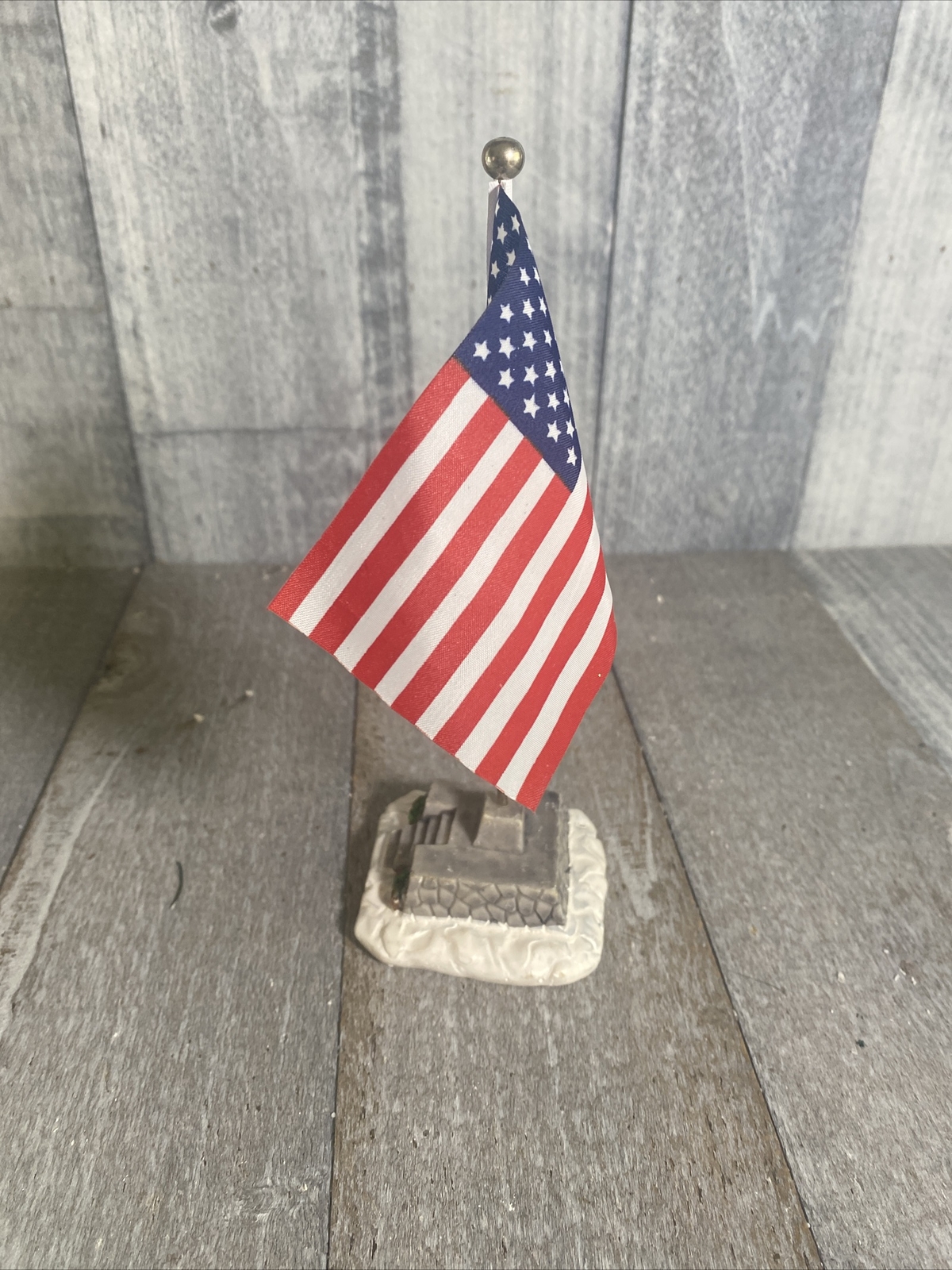 Vintage Lemax Flag Pole 8" Tall Patriotic USA American Flag eBay