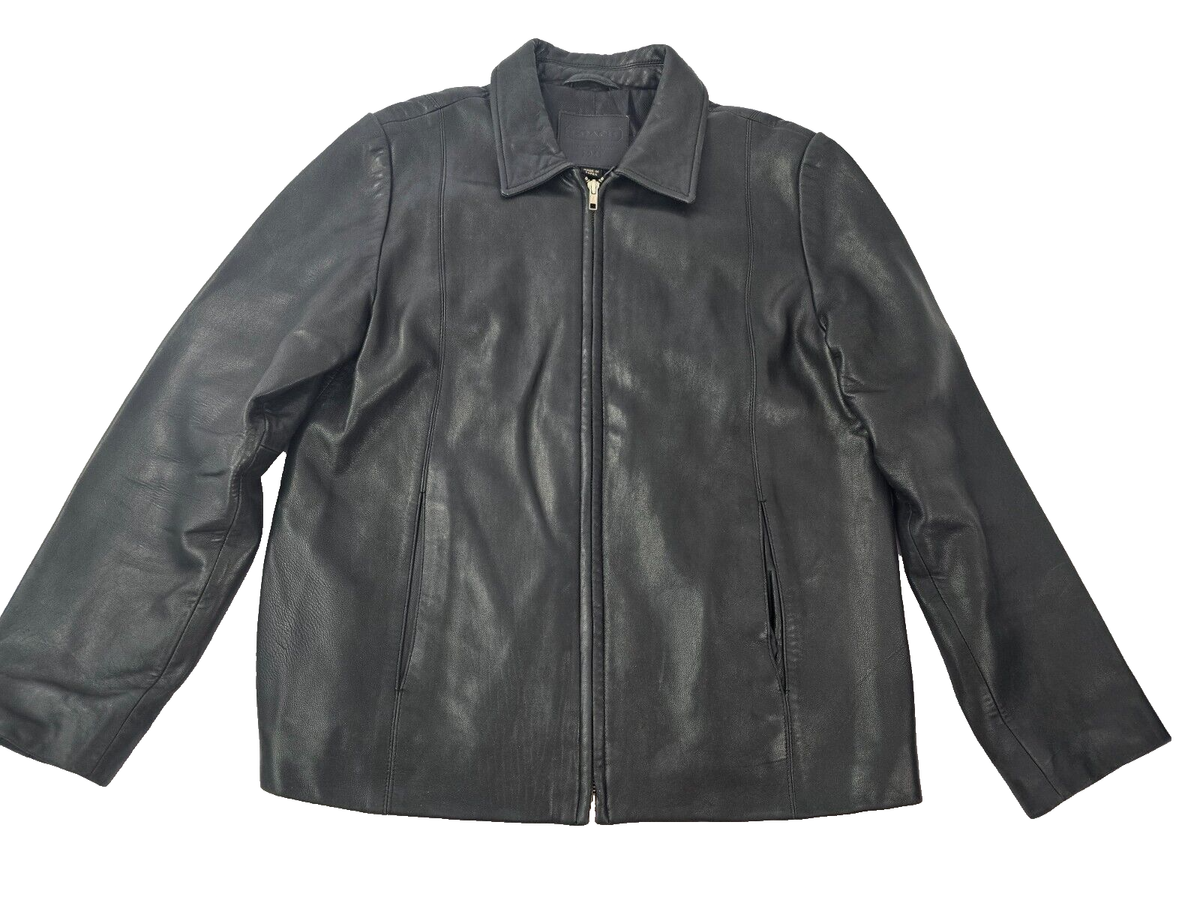 Coach Women's Leather Lamb Biker Full Zip Bomber Jacket Black M