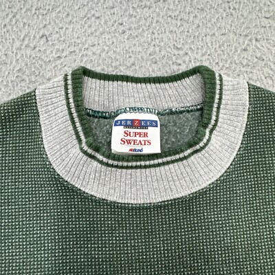 Vintage Jerzees Super Sweats Sweatshirt Med Green/Gray Crewneck