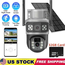 9MP 3 Screen Dual Lens WiFi Solar Camera 10X ZOOM Motion Detection Auto Tracking