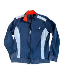 Fila Sport Womens Full Zip Athletic Track Jacket Blue White Orange Size Xl