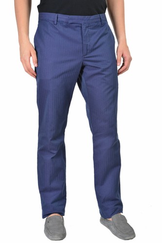 Etro Uomo Blu Scuro a Righe Piatto Anteriore Pantaloni Misura USA 36 38 |  eBay
