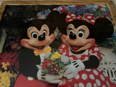 Vintage 1990's – Wood Framed Mickey & Minnie Mouse – 21 in x 17 in