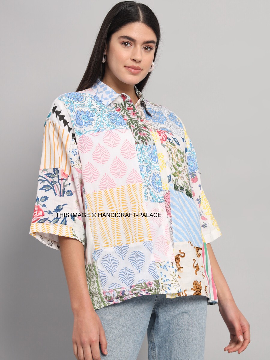 トップス rurumu patchwork oversized shirt i-spy-denim-patchwork-