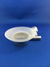 Satin Chrome soap dish holder wall mounted bathroom frosted glass plate New