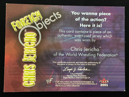 2001 Fleer WWF WrestleMania objetos extranjeros Chris Jericho novato evento de radiocontrol - Imagen 2 de 2