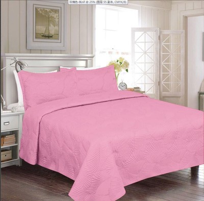 CORA PINK COLOR SUPER SOFT PLUSH  BEDSPREAD SET 2 PCS TWIN SIZE