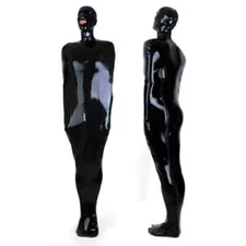 Latex Sleeping Bag Bodybag detachabel mask side zip full cover catsuit 0.4mm