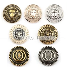 6x METAL SHANK BUTTONS LION PATTERNED 15MM-25MM TAILOR CLOTHING BAG SEWING CRAFT