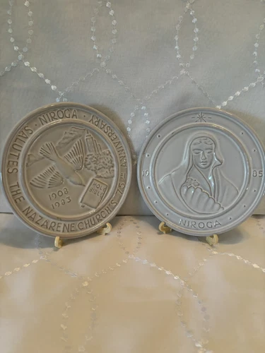 2 Frankoma Trivets! Noroga Nazarene Church-11th (1983) & 13th(1985) Anniversary