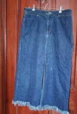 Gap Blue Jean Stretch Skirt Womens 14 Frayed Denim Hem Y2K