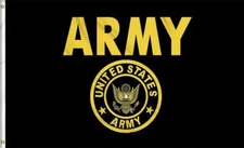 US Army Crest Flag United States Military Banner Polyester 3x5 Ft Black Flags