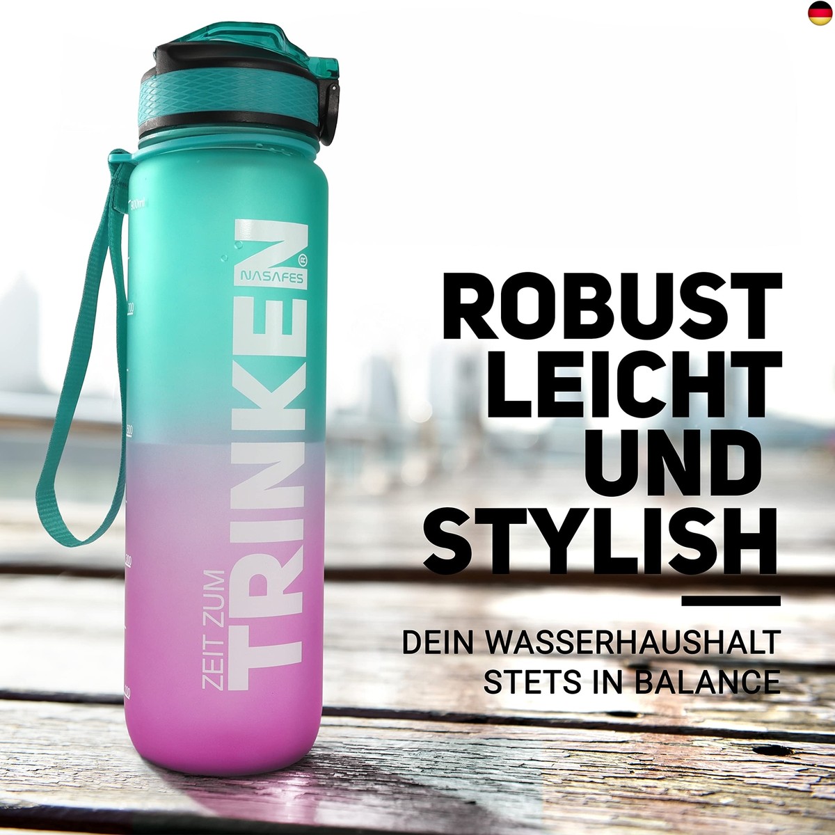 Trinkflasche mit Zeitmarkierung Deutsch Trinkerinnerung, Flasche mit Zeitmarkier