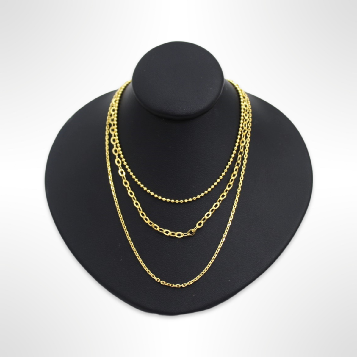 18k Gold Over 925 Italy Sterling Silver 2mm Layered Strand Necklace