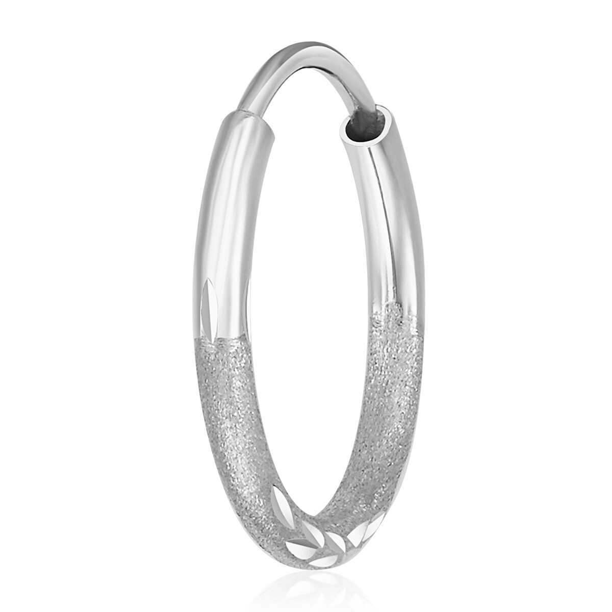 Wellingsale 14k White Gold Diamond Cut 1.5mm Endless Hoop Earrings (x mm)