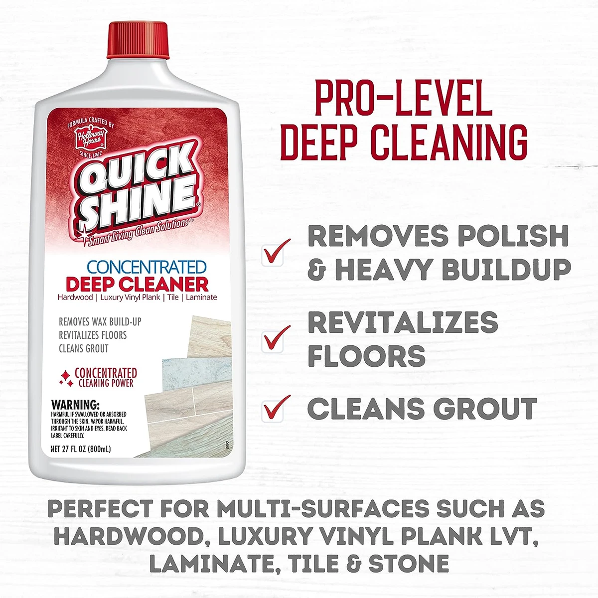 Quick Shine Multi Surface Deep Floor Cleaner and Wax Remover 27oz