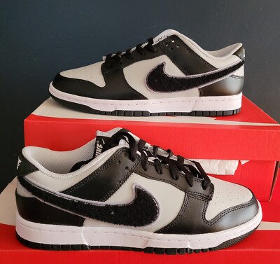 NEW AUTHENTIC NIKE DUNK LOW  RETRO ''CHENILLE SWOOSH BLACK GREY'' US MEN'S  7.5