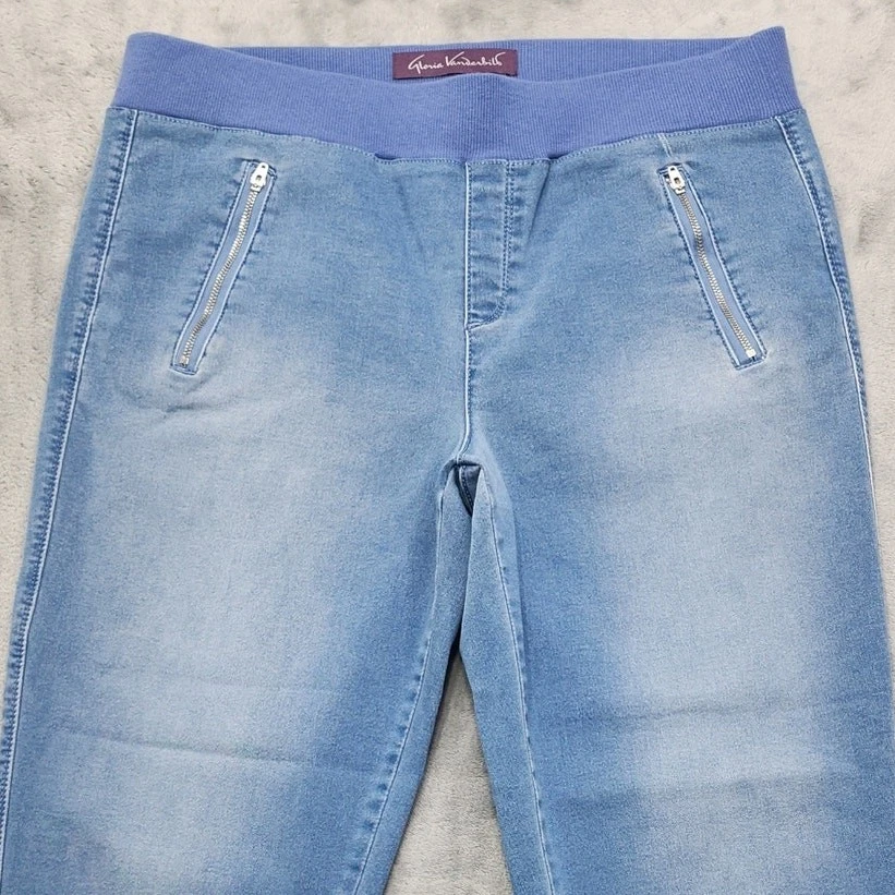 Pantalones de mezclilla para mujer Gloria Vanderbilt 14 azules Ida bolsillos con cremallera elásticos Foto 2 de 4